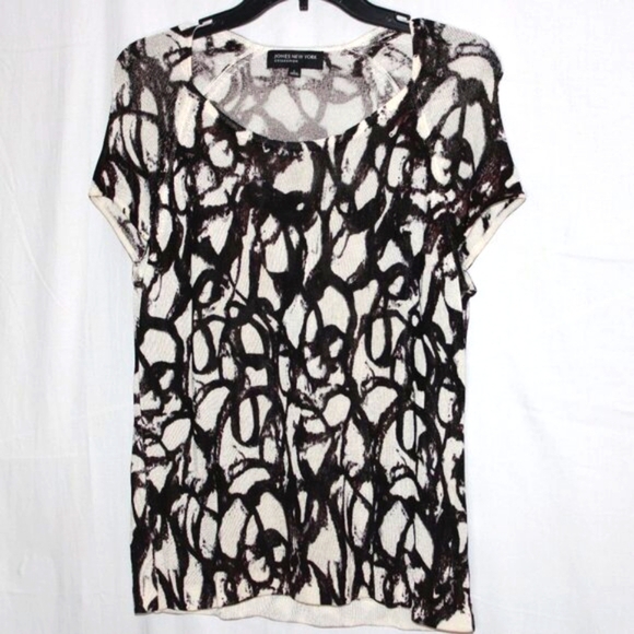 Jones New York Collection Sheer Abstract Print Top | Size L | 100% Rayon - Picture 1 of 5
